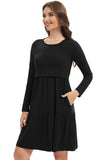 Bearsland Women’s Long Sleeve Nursing Dress with Pocket
