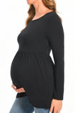 BEARSLAND Round Neck Long Sleeve Maternity Top