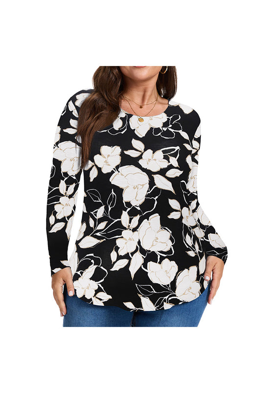 Women's Plus Size Tops Crew neck Long Sleeve Shirts Loose Tunic Tops Fall Shirts
