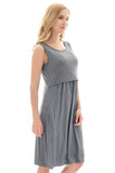 Bearsland Women's Sleeveless Nursing Breastfeeding Dresses with Pockets