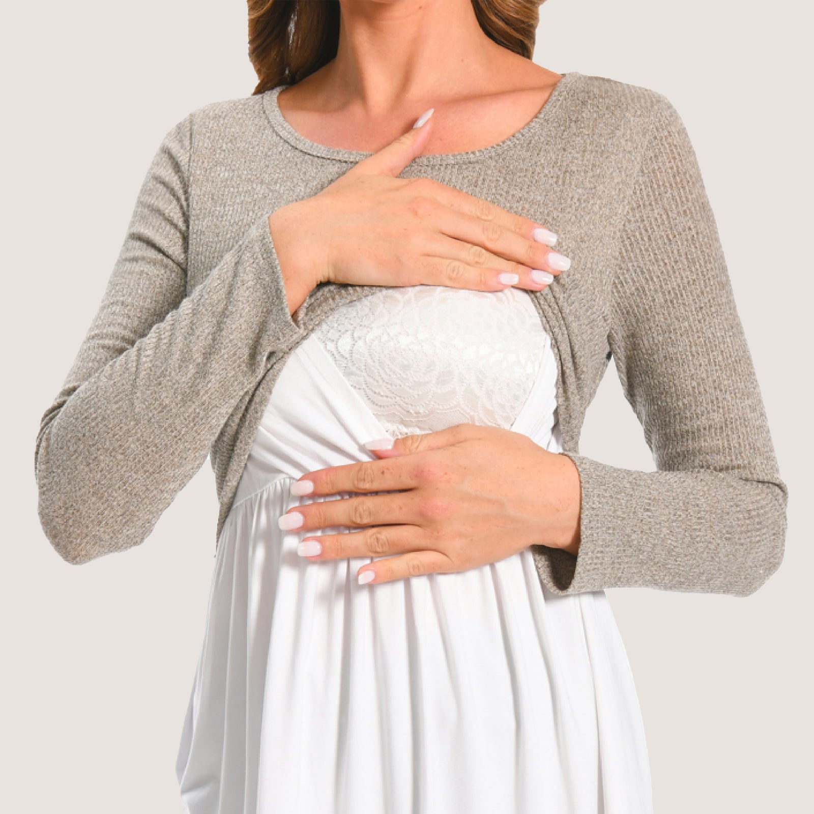Bearsland Women's Maternity Clothes Nursing Top Crew Neck Long Sleeve Color Block Knit Breastfeeding Shirt