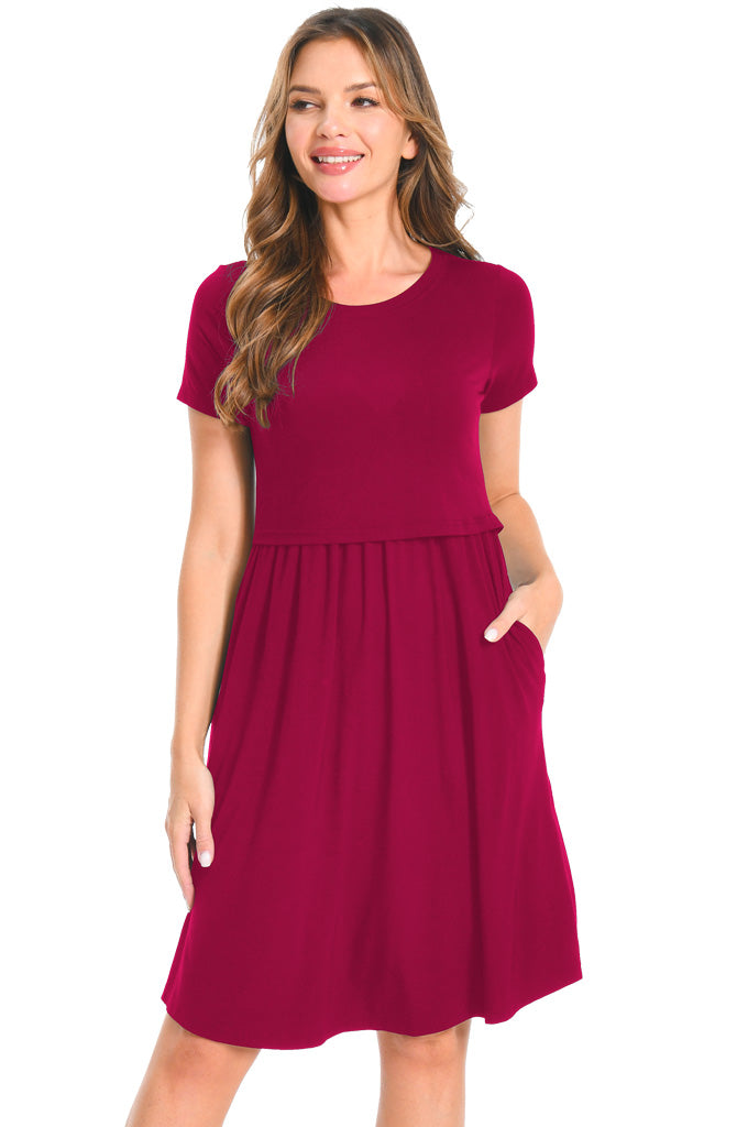 Bearsland Women's Short Sleeves Nursing Dresses with Pockets