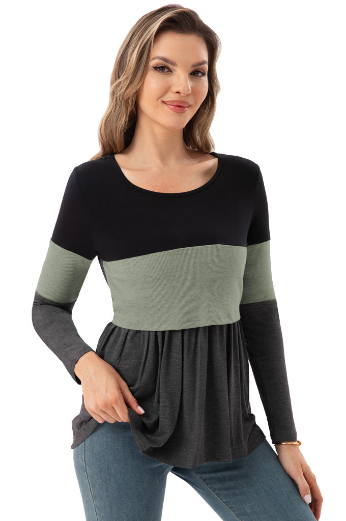 Bearsland Women’s Nursing Top Long Sleeve Scoop Neck Nursing Shirt