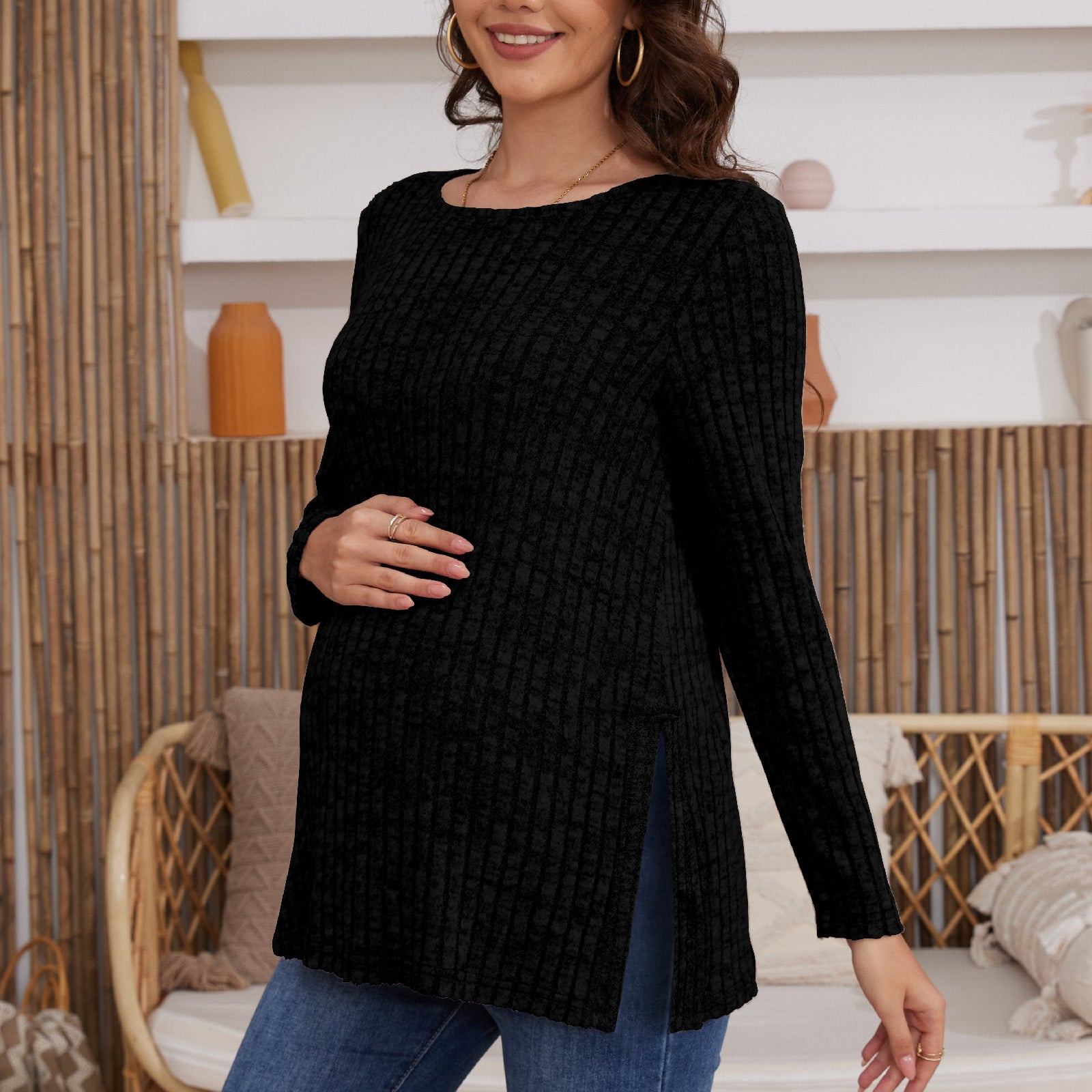 Beaisland Maternity clothes Long SleeveMaternity shirts for Women Casual TunicTops Lightweight Pullover
