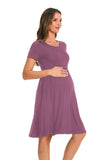 Bearsland Women's Short Sleeve Maternity Dress with Pocket