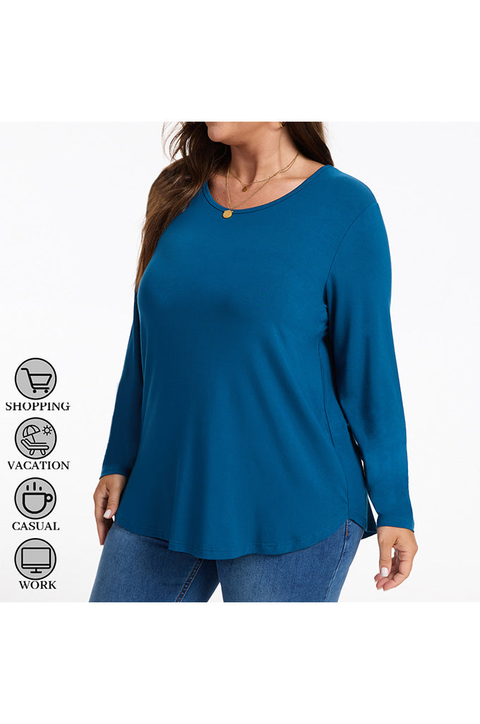 Women's Plus Size Tops Crew neck Long Sleeve Shirts Loose Tunic Tops Fall Shirts