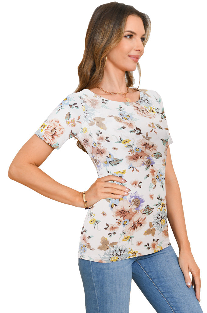 BEARSLAND Women's Round Neck Nursing Short Sleeve Top