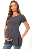 Bearsland Maternity Tops Short Sleeve Scoop Neck Pregnancy Clothes