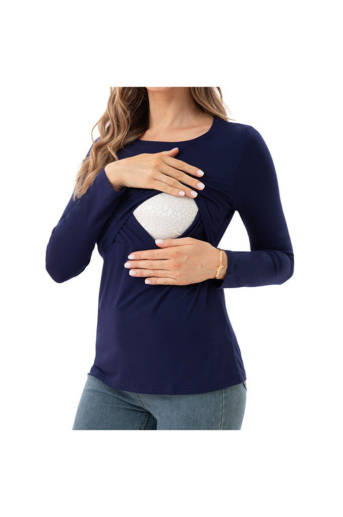 Women's Maternity Nursing Tops Comfy Long Sleeve Breastfeeding T-Shirt 3-Pack