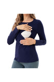 Women's Maternity Nursing Tops Comfy Long Sleeve Breastfeeding T-Shirt 3-Pack