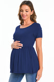 Bearsland Maternity Tops Short Sleeve Scoop Neck Pregnancy Clothes