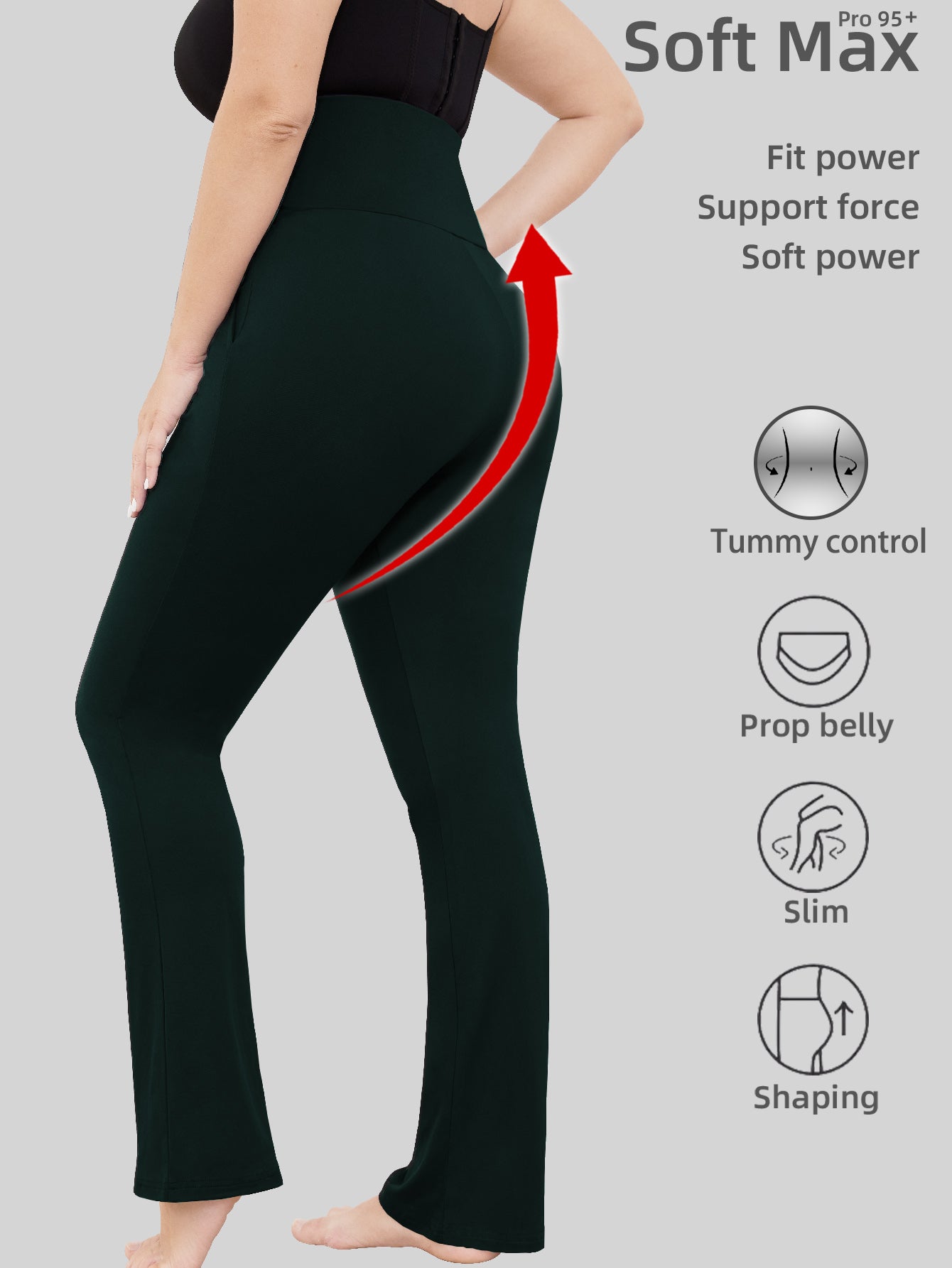 Womens Plus Size Flare Leggings with Pocket 3-Pack