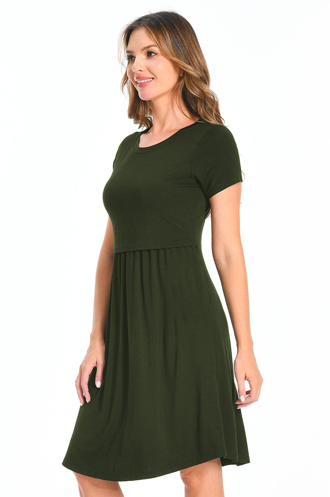 Bearsland Women's Short Sleeves Nursing Dresses with Pockets