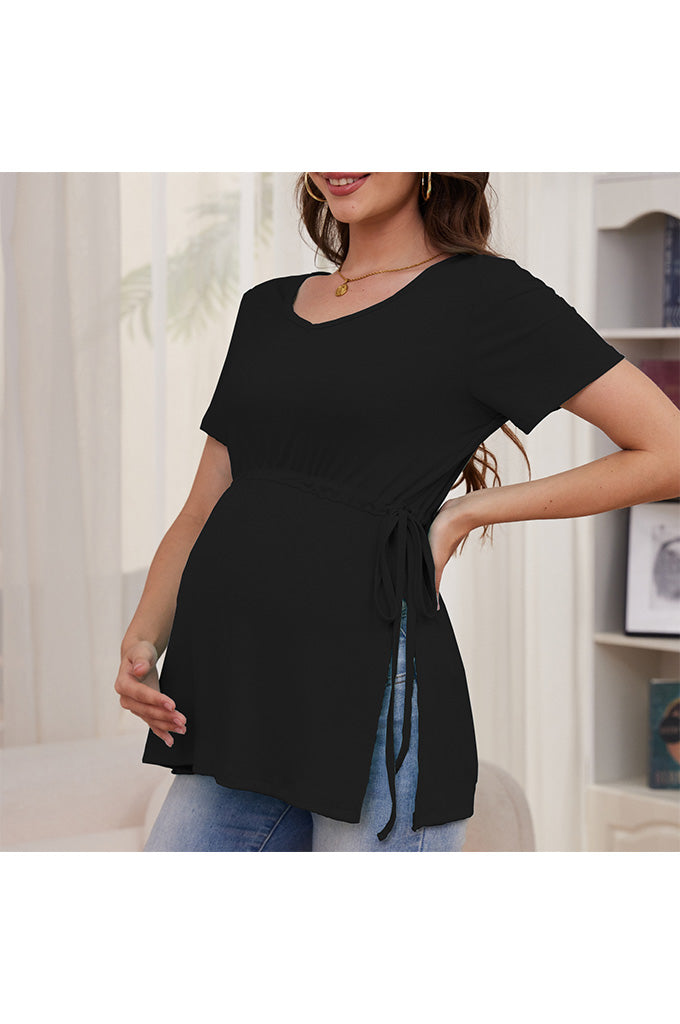 Bearsland Women's Maternity Shirt Casual Tops Side Split Pullovers Pregnancy Clothes