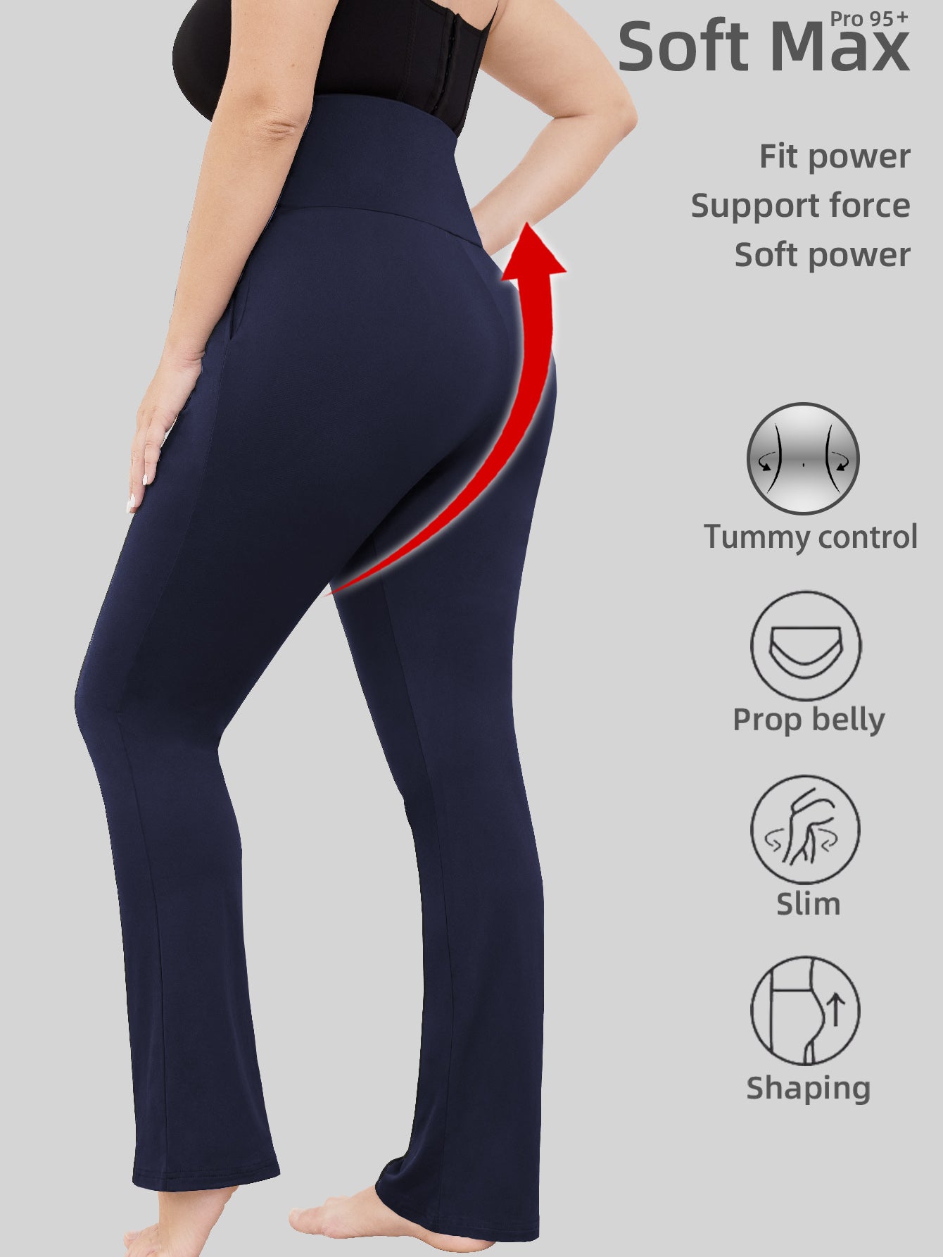 Womens Plus Size Flare Leggings with Pocket 3-Pack