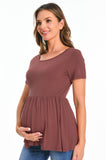 Bearsland Maternity Tops Short Sleeve Scoop Neck Pregnancy Clothes