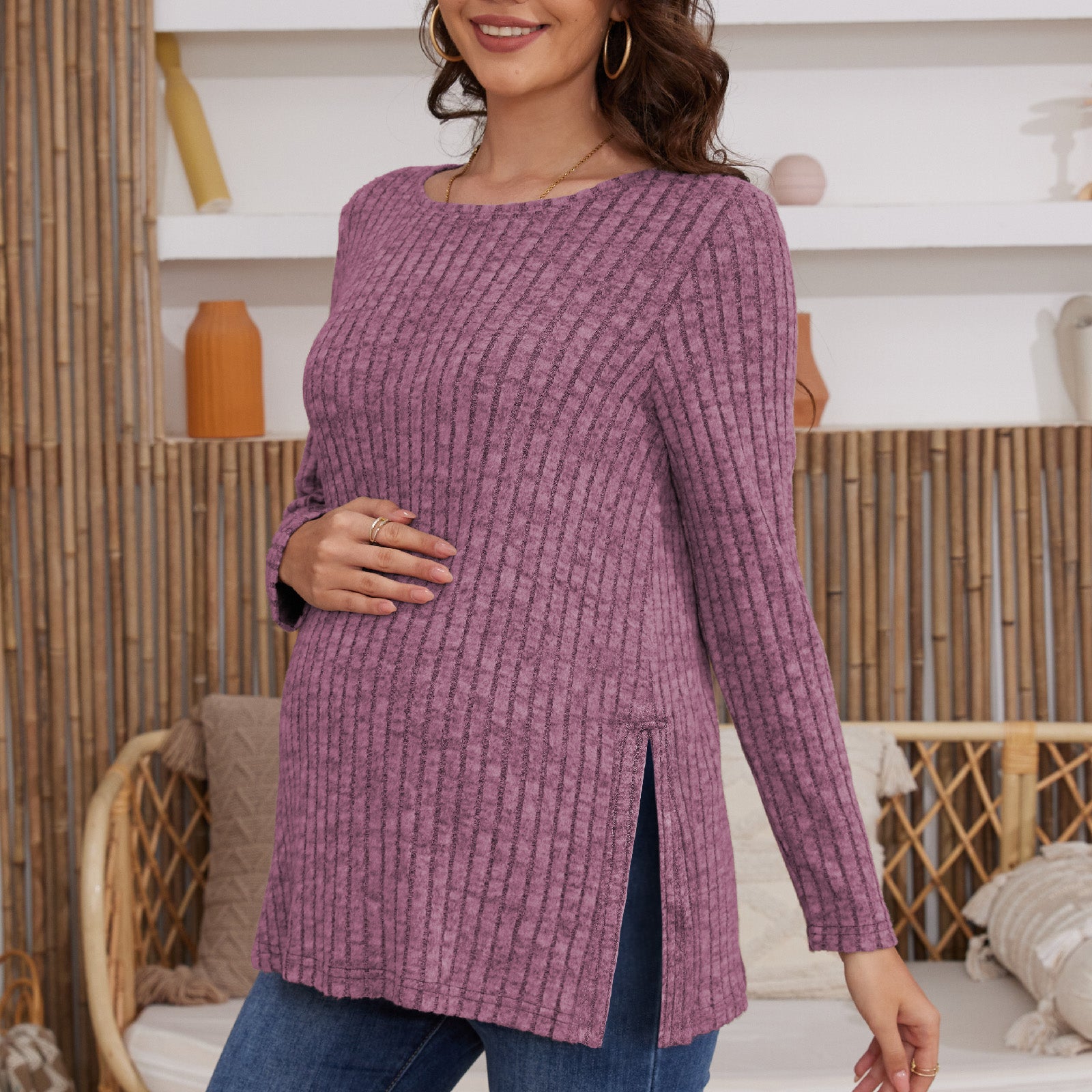 Beaisland Maternity clothes Long SleeveMaternity shirts for Women Casual TunicTops Lightweight Pullover