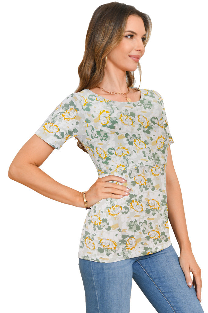 BEARSLAND Women's Round Neck Nursing Short Sleeve Top