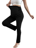 Bearsland Women's Plus Size Maternity Pants with Drawstring 2-Piece Set