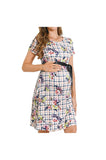 Bearsland Women’s Maternity Midi Dress Short Sleeve Casual Beach Pregnancy Dresses with Belt