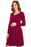 Bearsland Women's V-Neck Long Sleeve Maternity Dresses Nursing Dresses