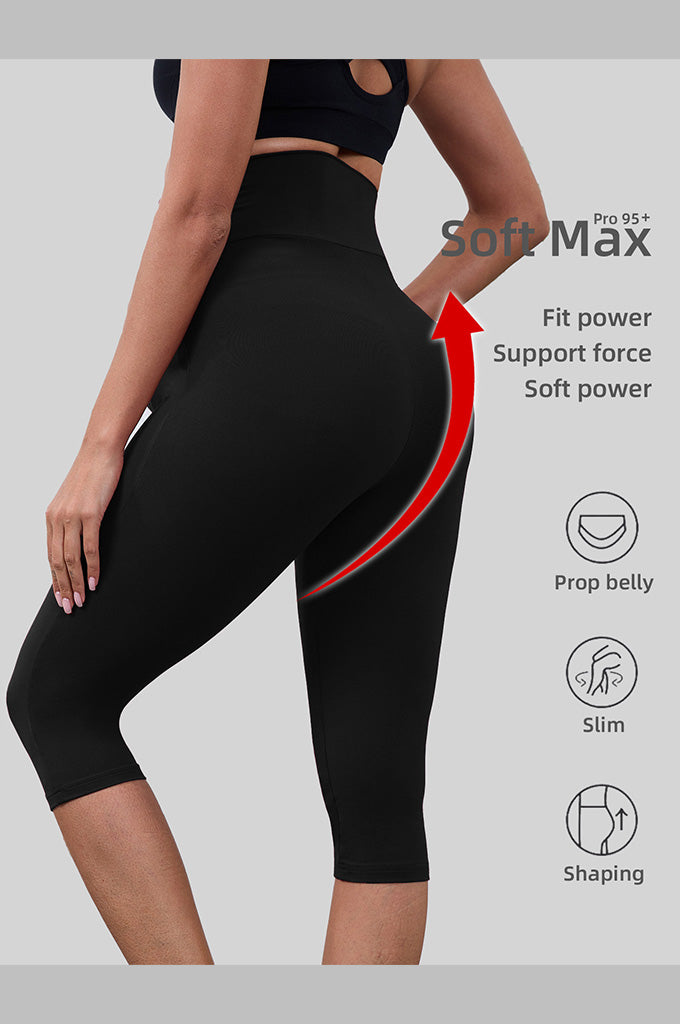 Women's Maternity Capri Leggings over The Belly Pregnancy Yoga Pants Workout Activewear Leggings 2-Pack