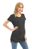 Bearsland Women's Maternity T-Shirt Classic Side Ruffle