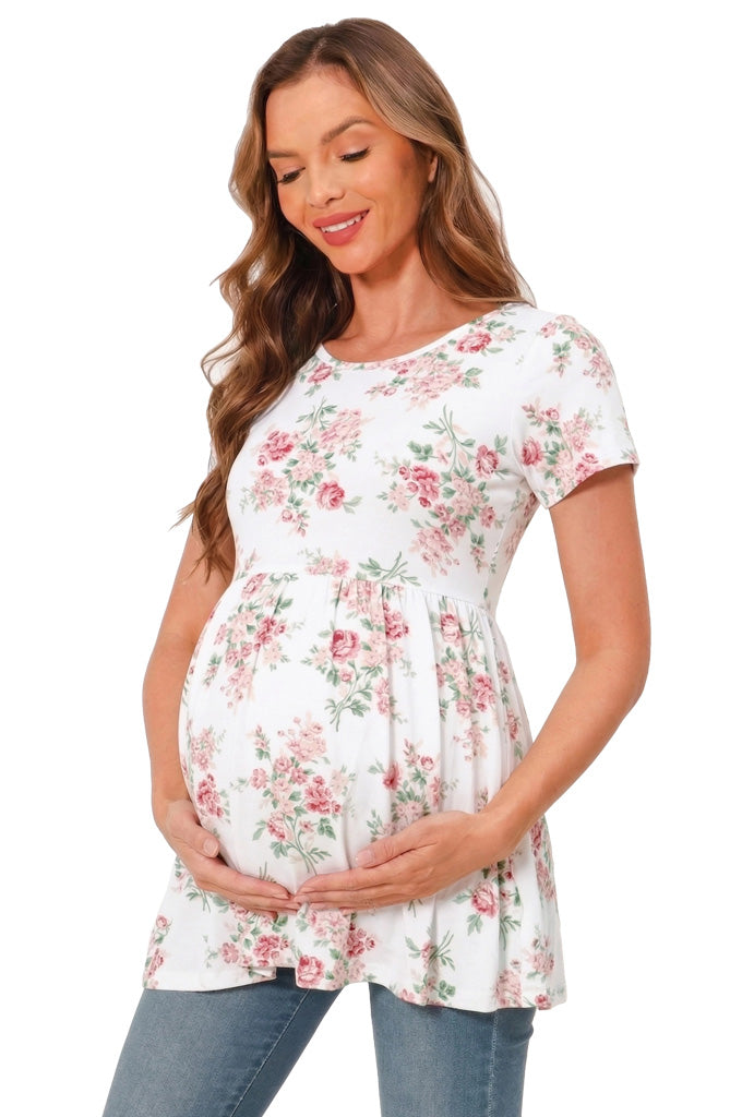 Bearsland Maternity Tops Short Sleeve Scoop Neck Breastfeeding Shirt