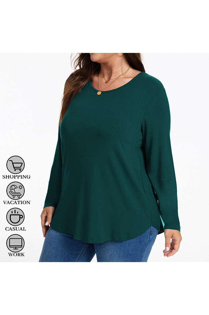 Women's Plus Size Tops Crew neck Long Sleeve Shirts Loose Tunic Tops Fall Shirts