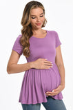 Bearsland Maternity Tops Short Sleeve Scoop Neck Pregnancy Clothes