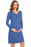 Bearsland Women's V-Neck Long Sleeve Maternity Dresses Nursing Dresses
