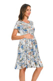 Bearsland Women's Short Sleeve Maternity Dress with Pocket
