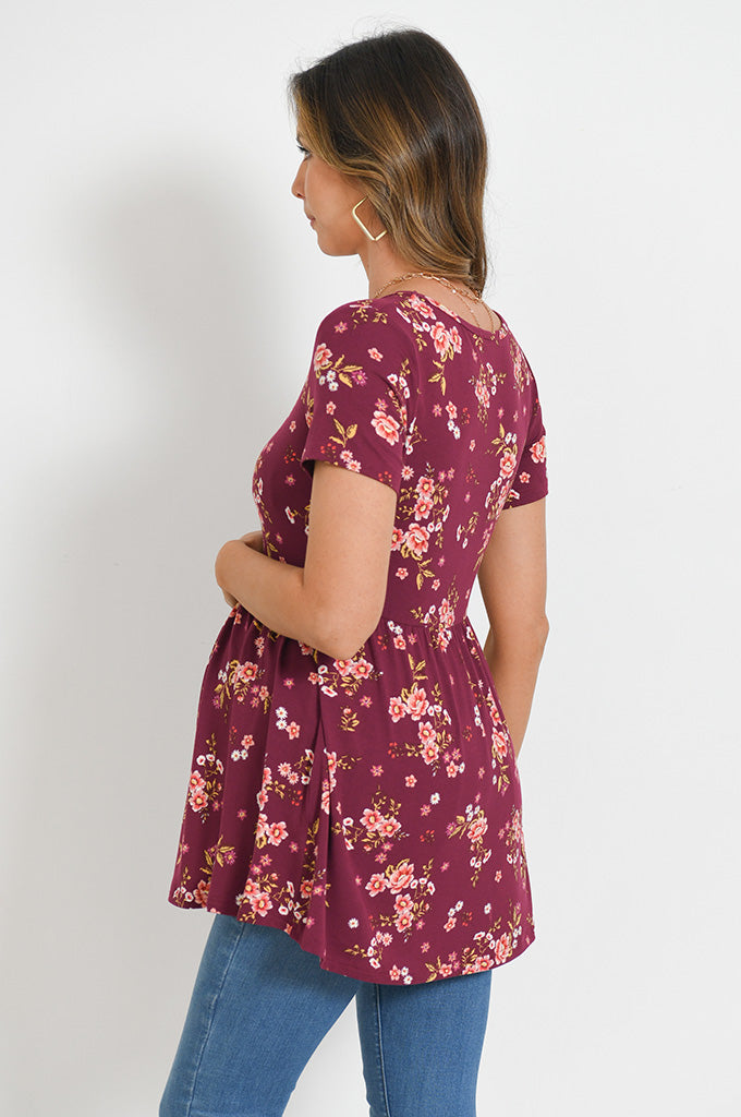 Bearsland Scoop Neck Short Sleeve  Maternity Tops