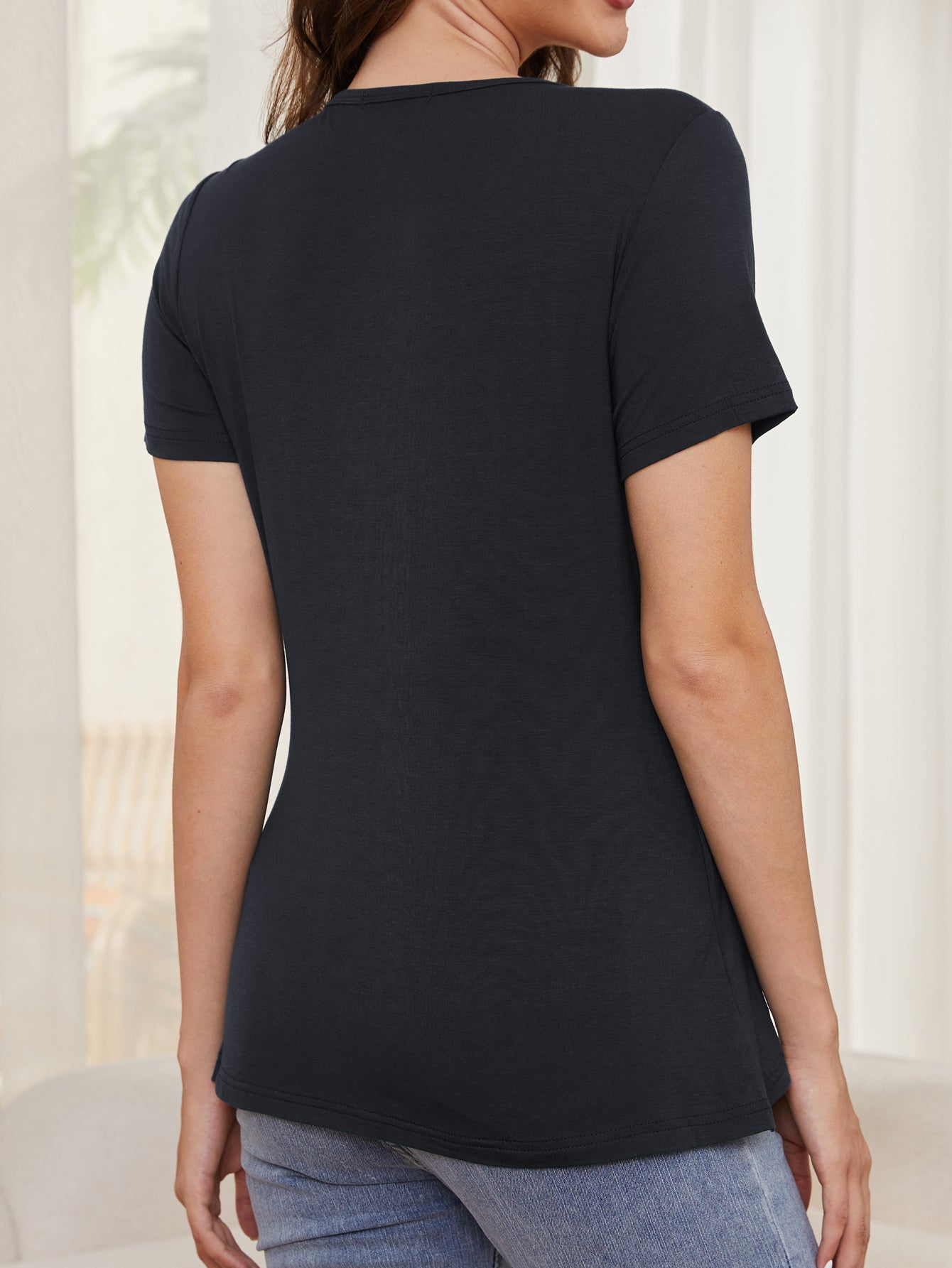 Beaisland Maternity Shirts Short Sleeve Nursing Tops, 3-Pack