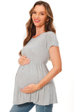 Bearsland Maternity Tops Short Sleeve Scoop Neck Pregnancy Clothes