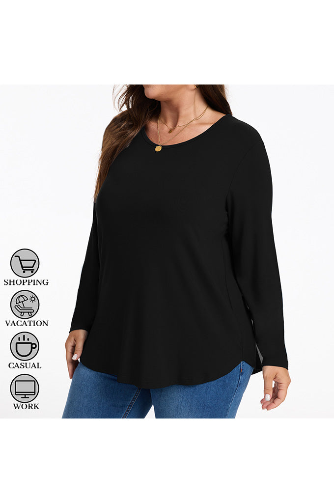 Women's Plus Size Tops Crew neck Long Sleeve Shirts Loose Tunic Tops Fall Shirts