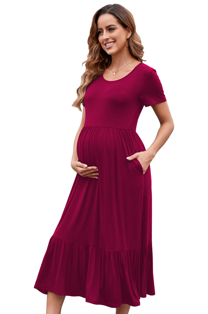 BEARSLAND round neck short sleeve maternity dress