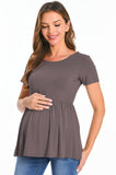 Bearsland Maternity Tops Short Sleeve Scoop Neck Pregnancy Clothes
