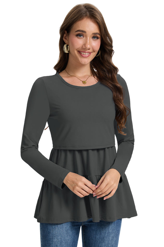 Bearsland Women’s Nursing Top 3pack Long Sleeve Scoop Neck Breastfeeding Shirts