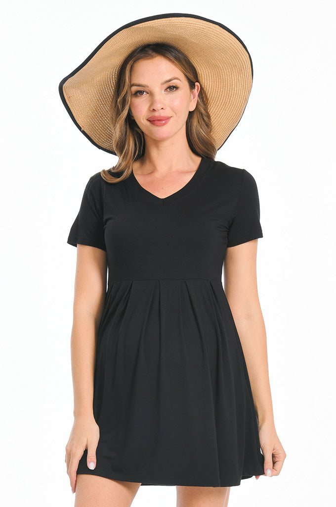 black nursing dress Bearsland Women's Short Sleeve Maternity Nursing Dress with Pockets