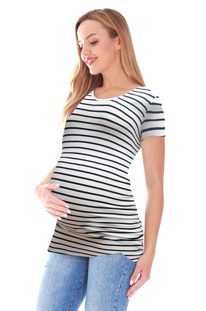 Bearsland Women's Maternity T-Shirt Classic Side Ruffle