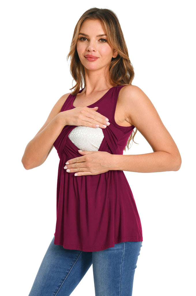 Bearsland Women's Sleeveless Round Neck Nursing Tank Top