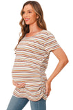 Bearsland Women's Maternity T-Shirt Classic Side Ruffle