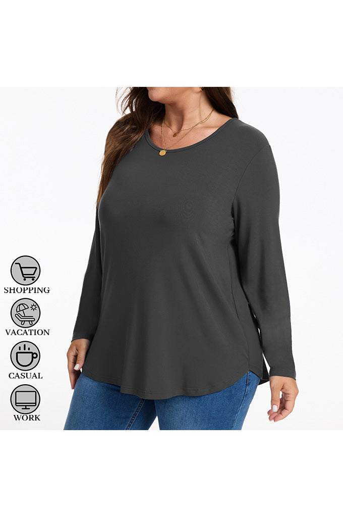 Women's Plus Size Tops Crew neck Long Sleeve Shirts Loose Tunic Tops Fall Shirts