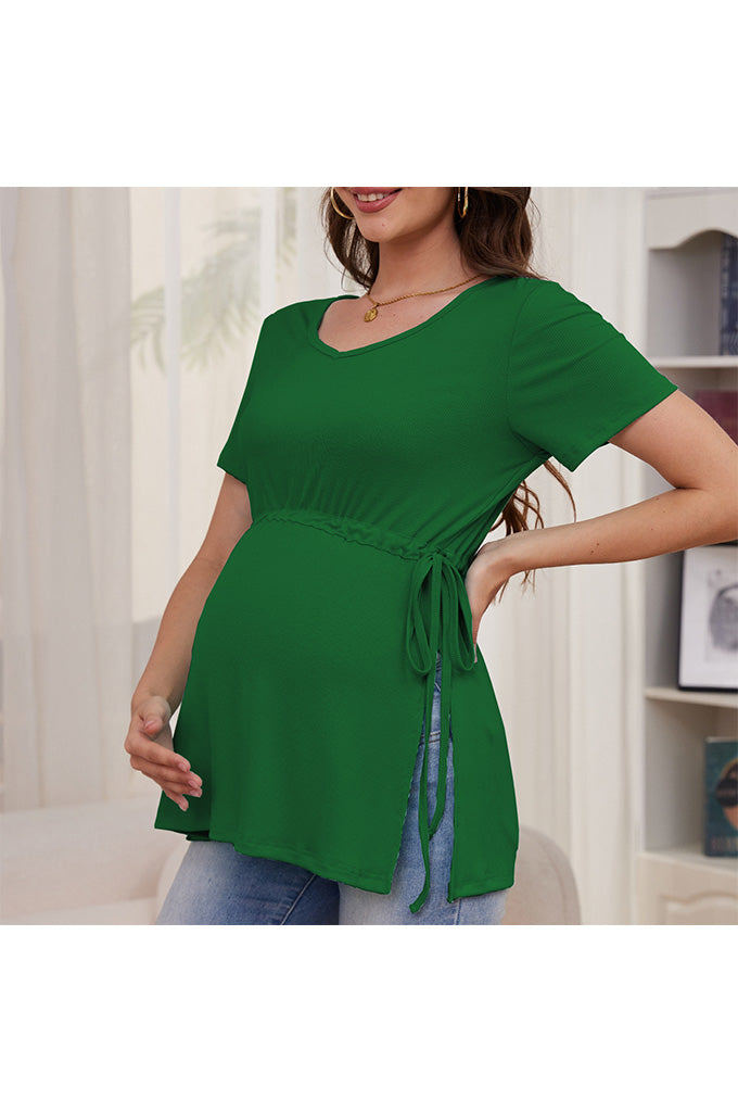 Bearsland Women's Maternity Shirt Casual Tops Side Split Pullovers Pregnancy Clothes