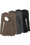 Bearsland Women’s Nursing Top 3pack Long Sleeve Scoop Neck Breastfeeding Shirts