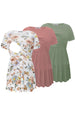 Grayish Green & Rose Pink & Brown Flowers