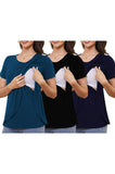 Beaisland Maternity Shirts Short Sleeve Nursing Tops, 3-Pack
