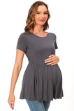 Bearsland Maternity Tops Short Sleeve Scoop Neck Pregnancy Clothes