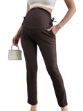 Bearsland Women's Plus Size Maternity Pants with Drawstring 2-Piece Set